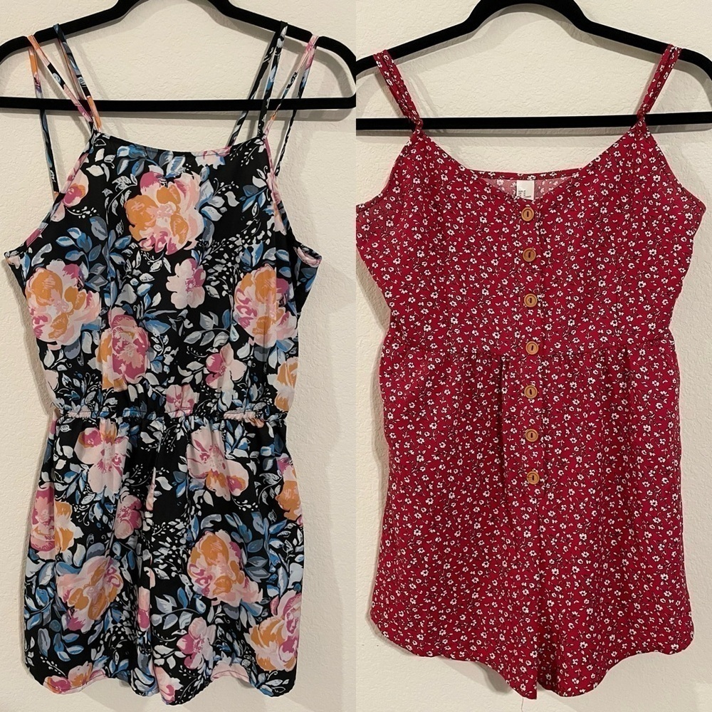 Women’s Romper BUNDLE (2) Medium Floral Bohemian Feminine Causal Contemporary